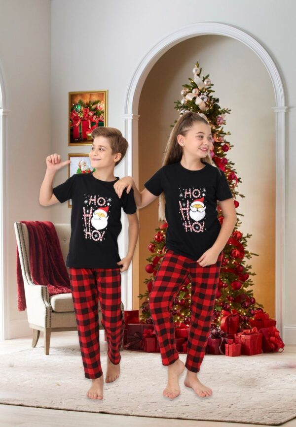 Pijama copii motive Craciun maneca scurta HO HO HO