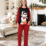 Pijama dama motive Craciun Ren cu clop