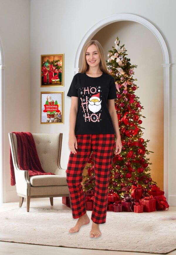 Pijama dama motive Craciun maneca scurta HO HO HO
