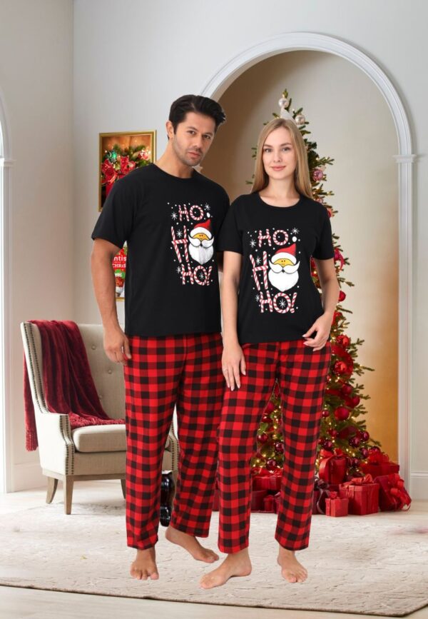 Pijama dama motive Craciun maneca scurta HO HO HO