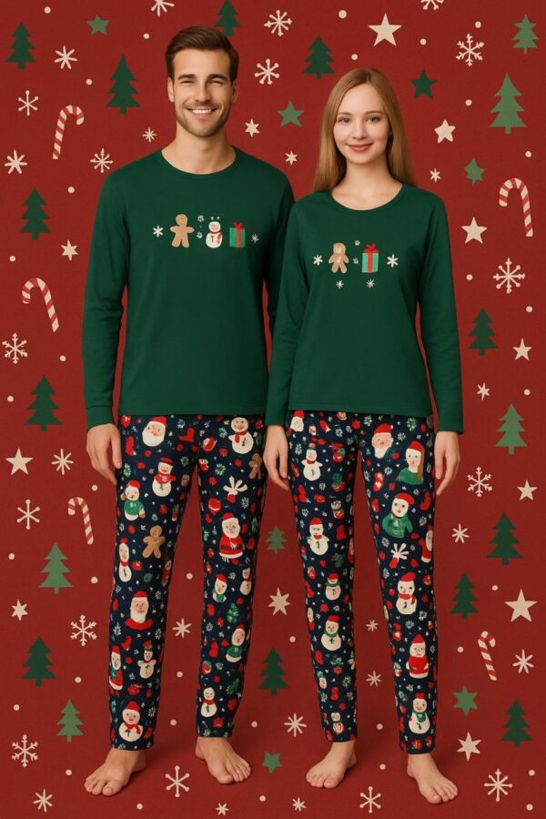 Pijama barbat motive Craciun omulet verde