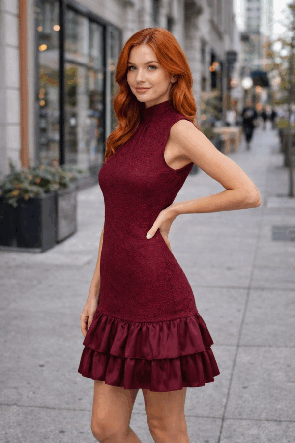 Rochie eleganta cu dantela si volane Deny
