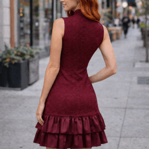 Rochie eleganta cu dantela si volane Deny