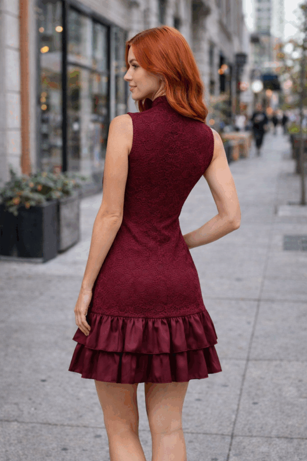 Rochie eleganta cu dantela si volane Deny