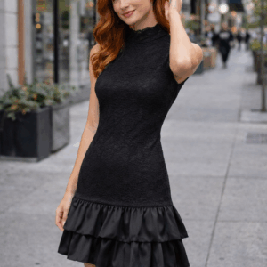 Rochie eleganta cu dantela si volane Deny