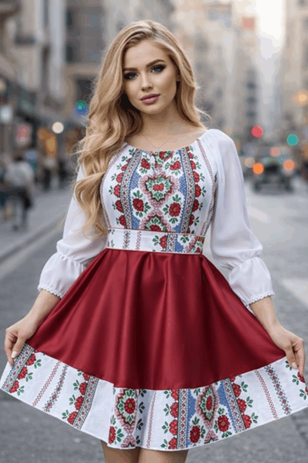 Rochie dama cu motive traditionale