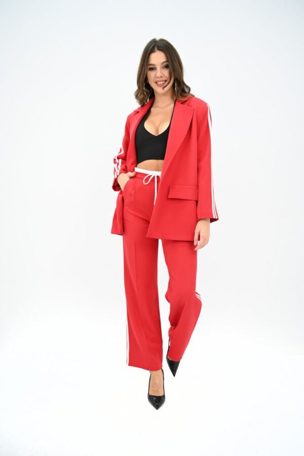 Compleu 2 piese casual cu sacou Hetty rosu
