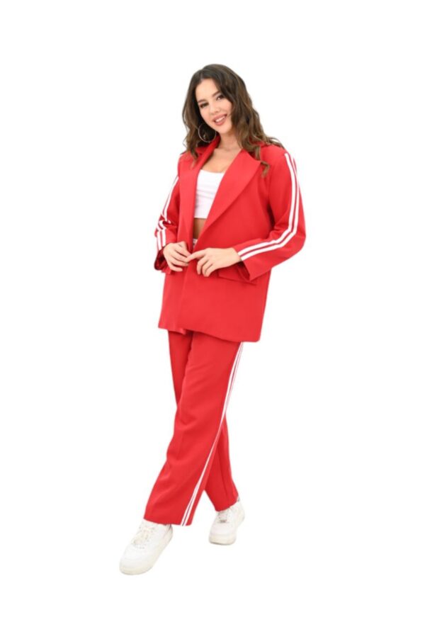 Compleu 2 piese casual cu sacou Hetty rosu