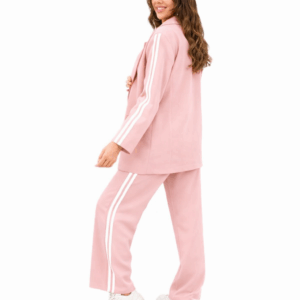 Compleu 2 piese casual cu sacou Hetty roz pudra