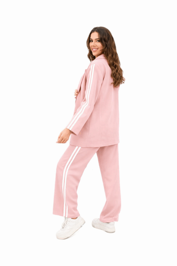 Compleu 2 piese casual cu sacou Hetty roz pudra