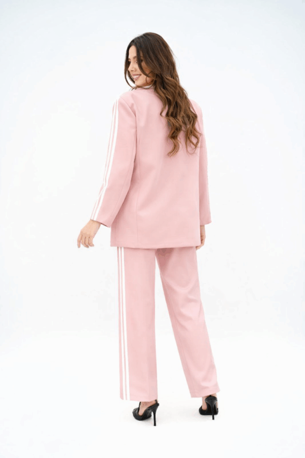 Compleu 2 piese casual cu sacou Hetty roz pudra