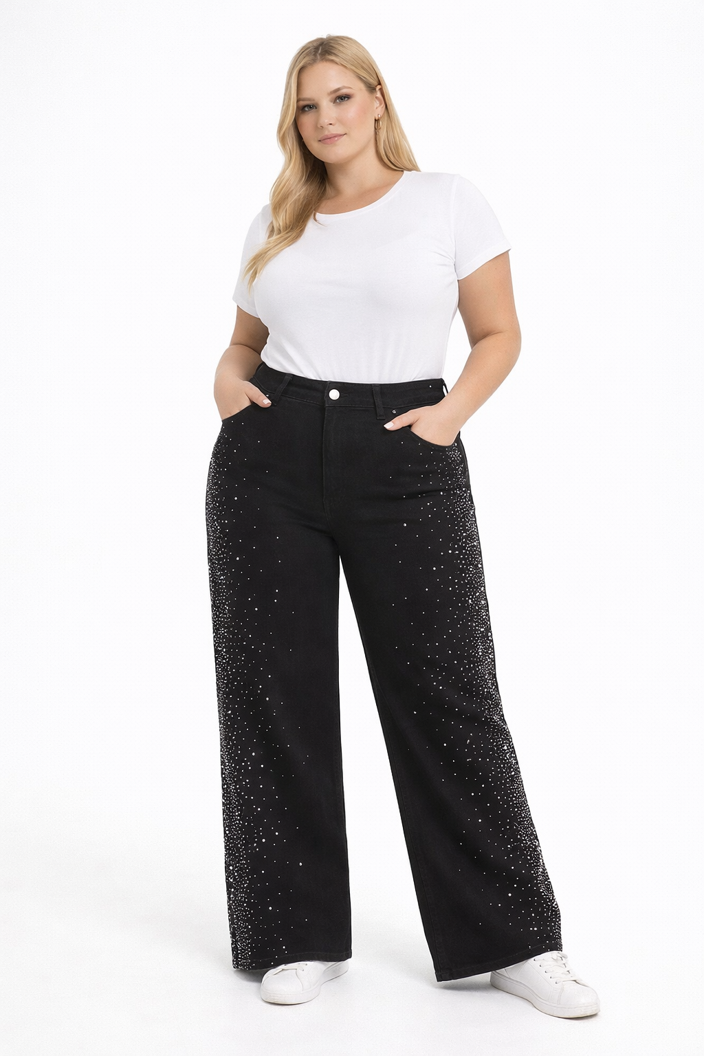 Blugi dama wideleg cu pietricele MeBlack