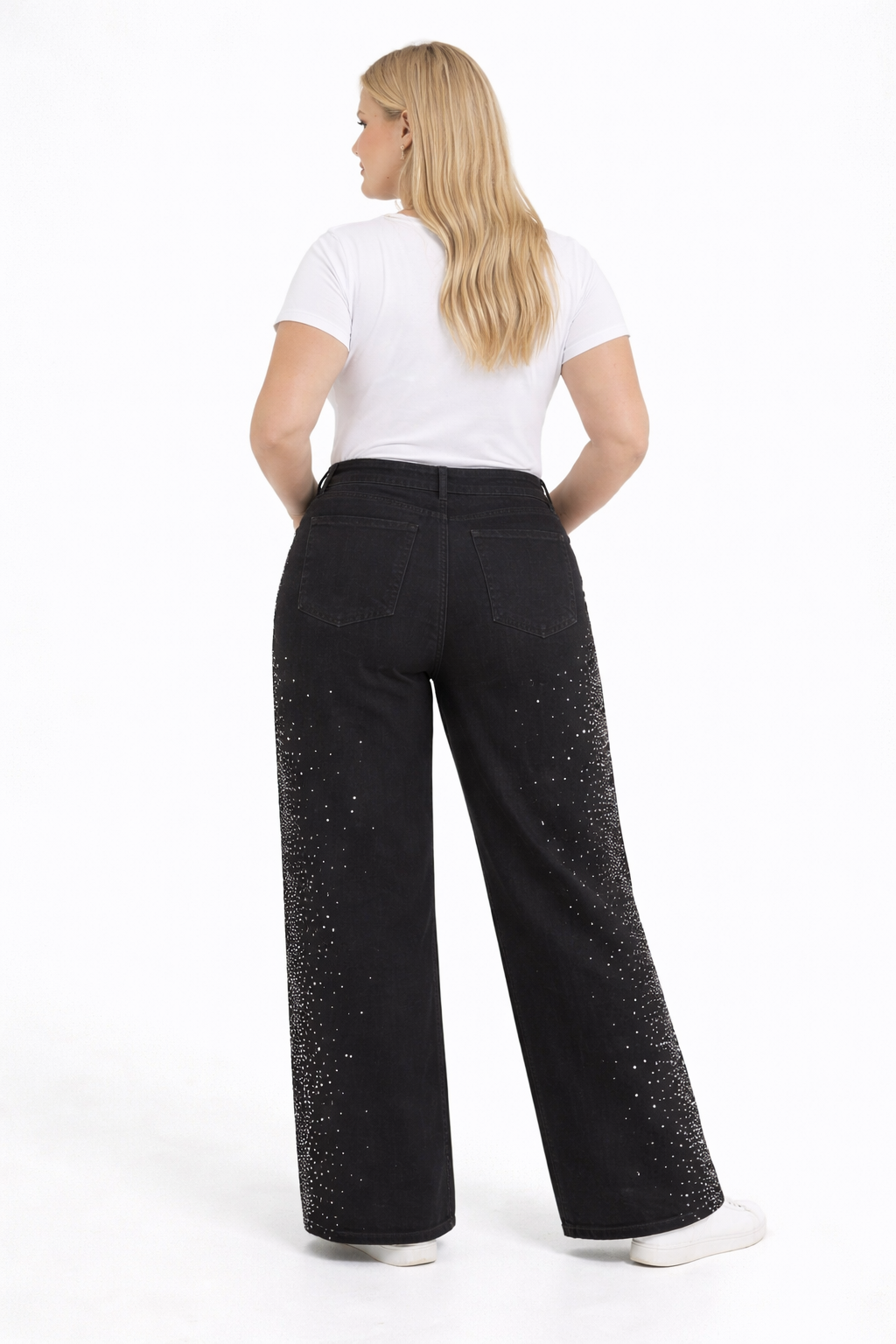 Blugi dama wideleg cu pietricele MeBlack