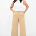 Pantaloni dama jerse Viviana bej