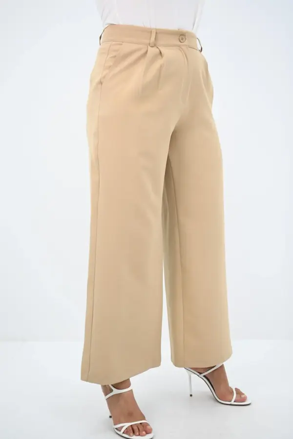 Pantaloni dama jerse Viviana bej