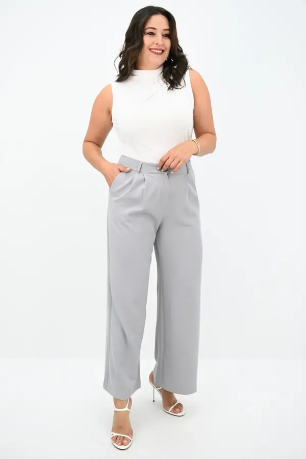 Pantaloni dama jerse Viviana gri
