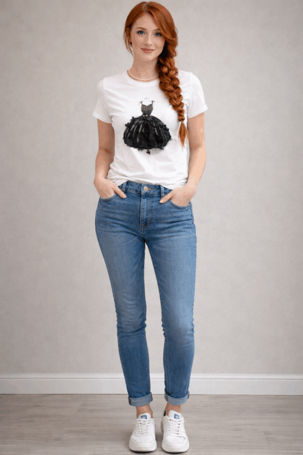 Tricou dama cu aplicatii rochita Umma