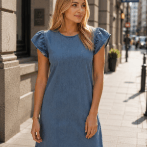 Rochie dama denim cu fundita la spate