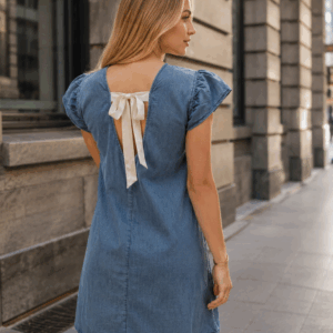 Rochie dama denim cu fundita la spate