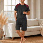 Pijama barbat bumbac gri inchis