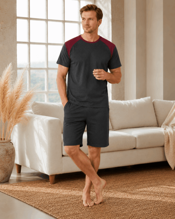 Pijama barbat bumbac gri inchis