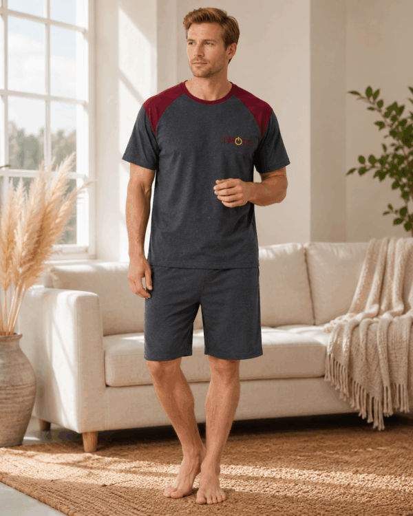 Pijama barbat bumbac gri inchis