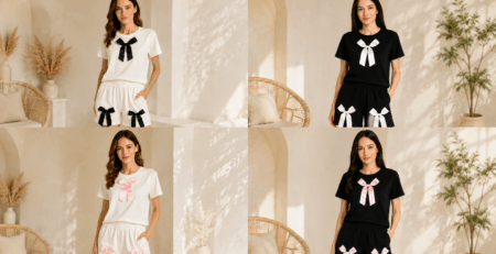 Seturi de Vara Tricou cu Funda si Pantaloni Scurti cu Fundite — Stil, Confort si Eleganta Casual la Pret Redus